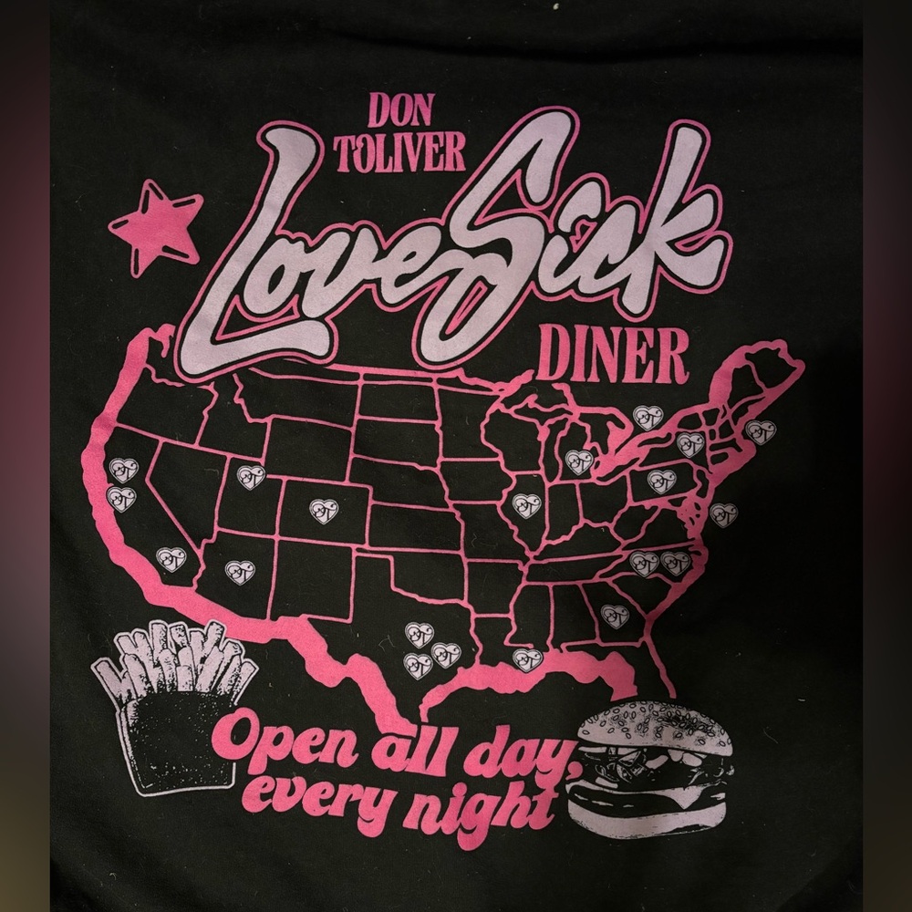 LoveSick Diner Graphic Sweatshirt - Black and Pink